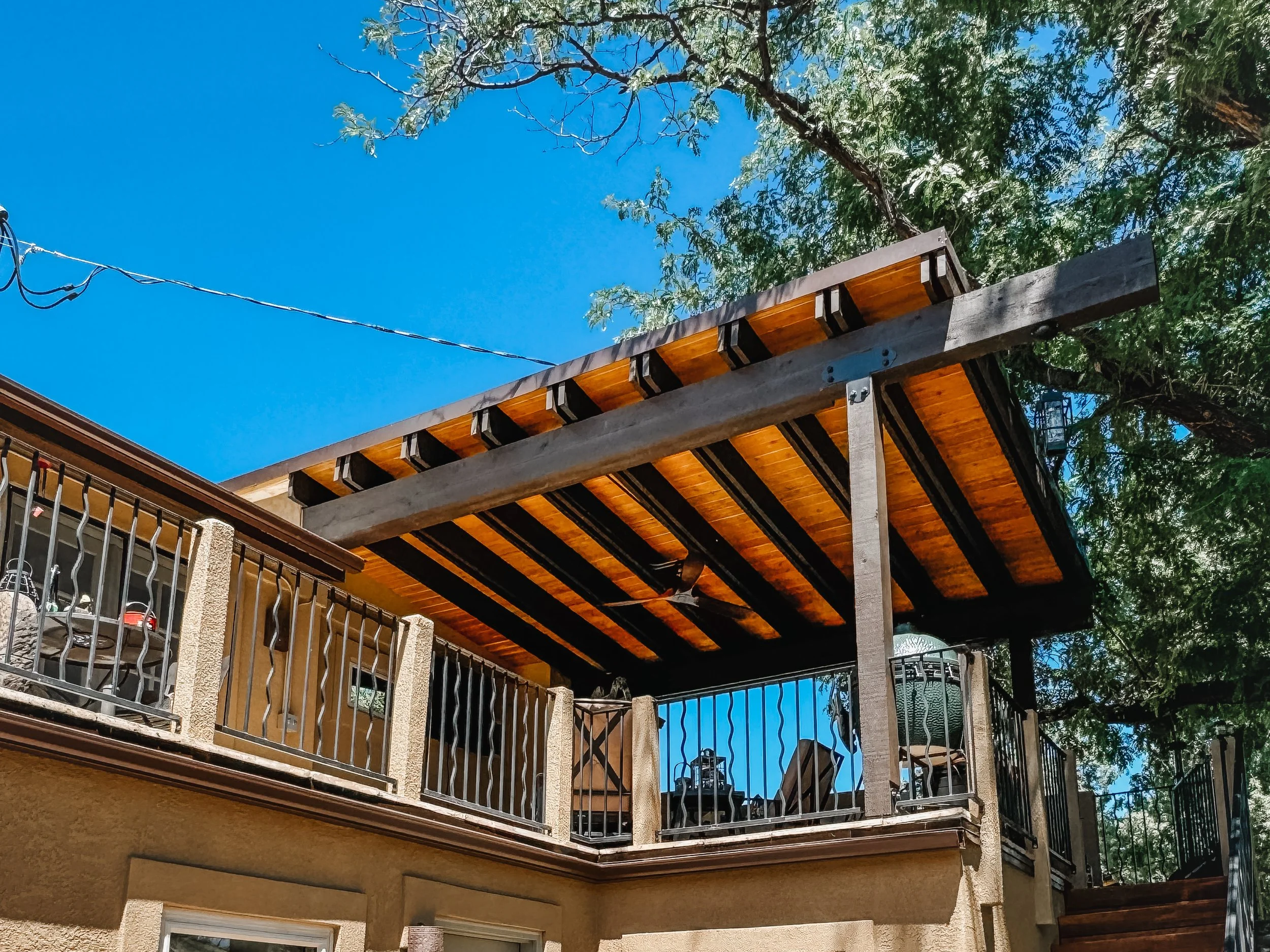 Decorative covered patio. Built by Stellaris Build Co.