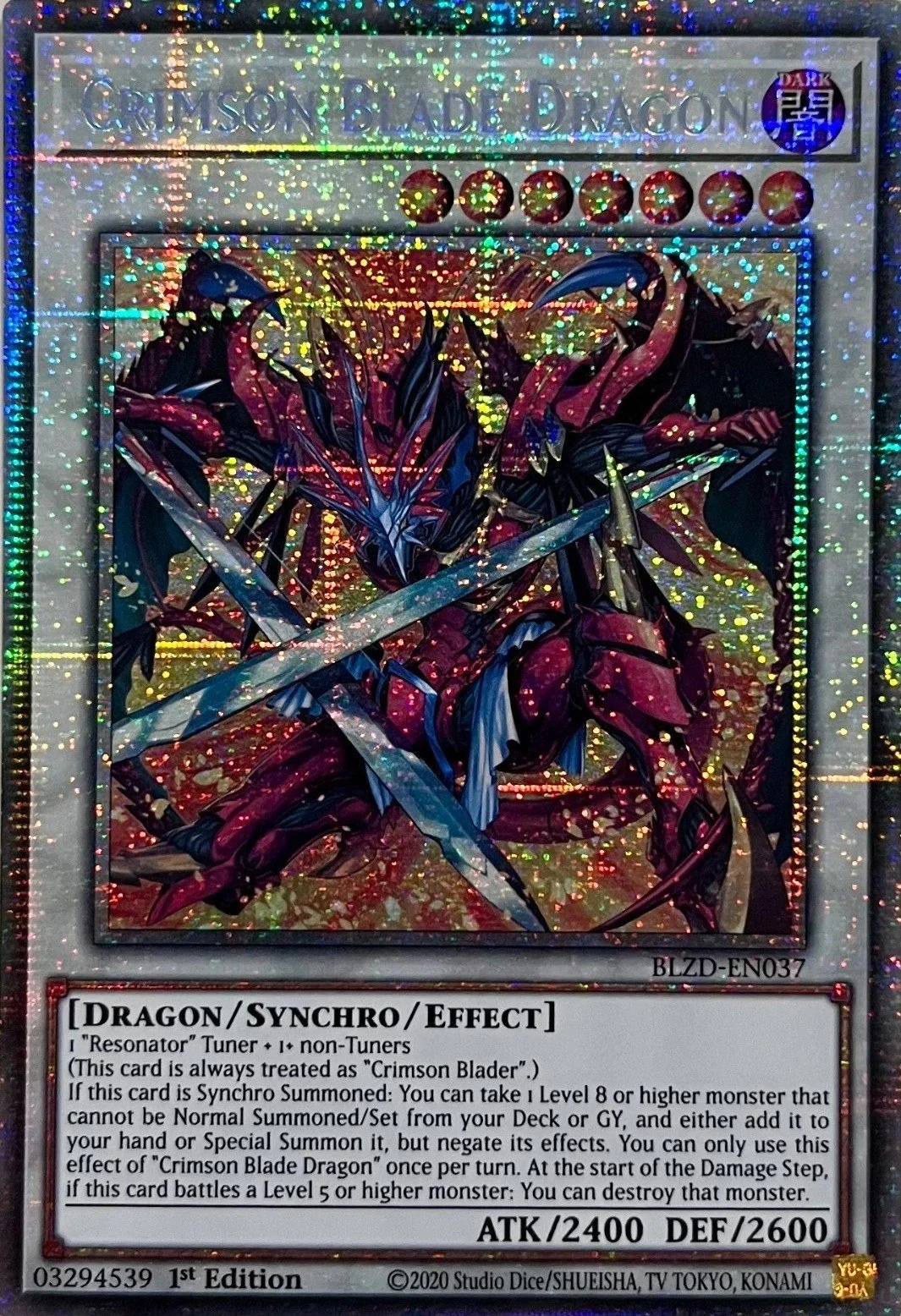 Crimson Blade Dragon - BLZD-EN037 - Starlight Rare - 1st Edition