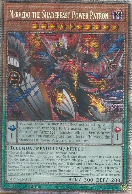 NERVEDO THE SHADEBEAST POWER PATRON - BLZD-EN011 - Starlight Rare - 1st Edition