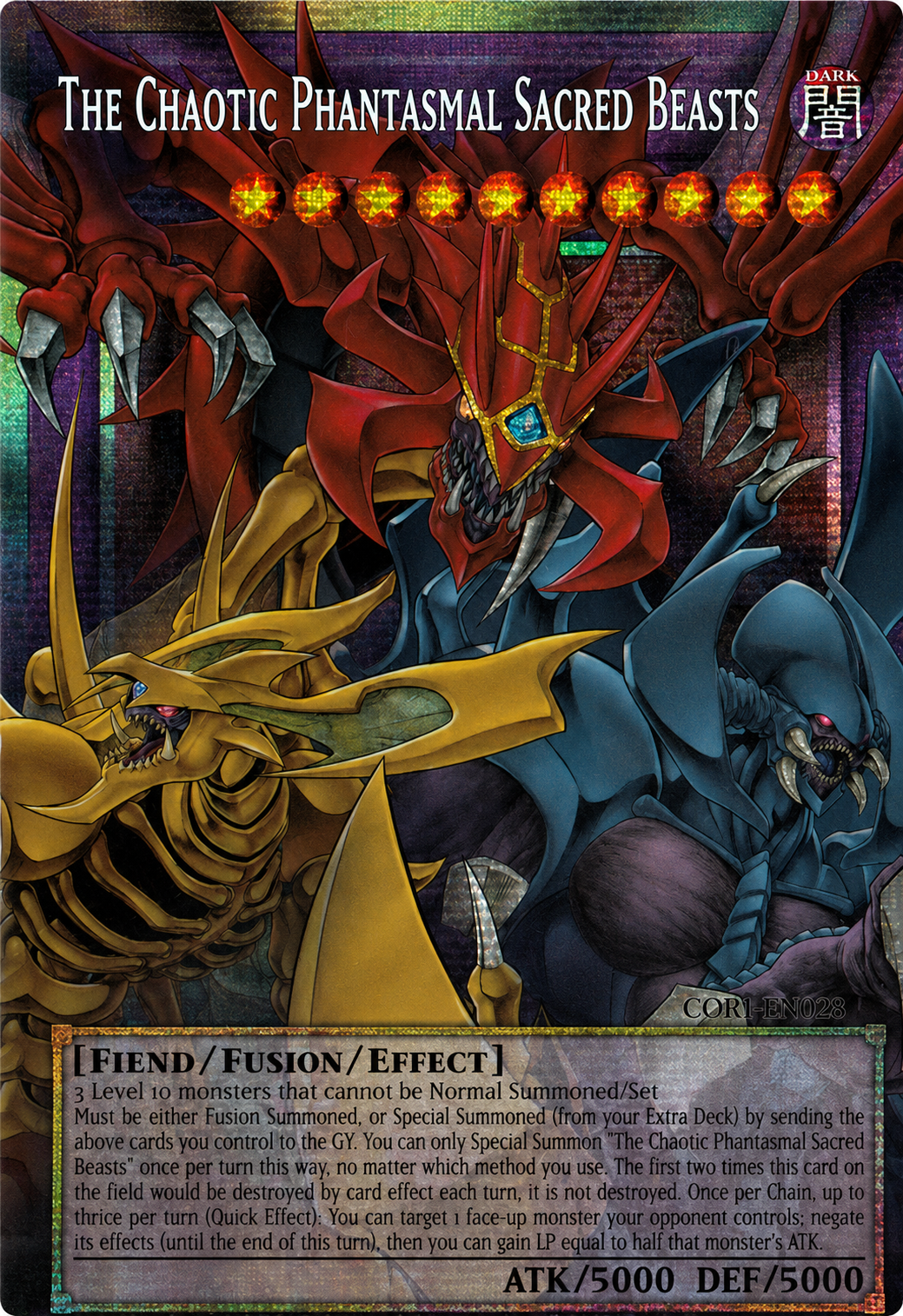 The Chaotic Phantasmal Sacred Beast - CORI-EN029 - 1st Edition - Starlight Rare (Extended Art)