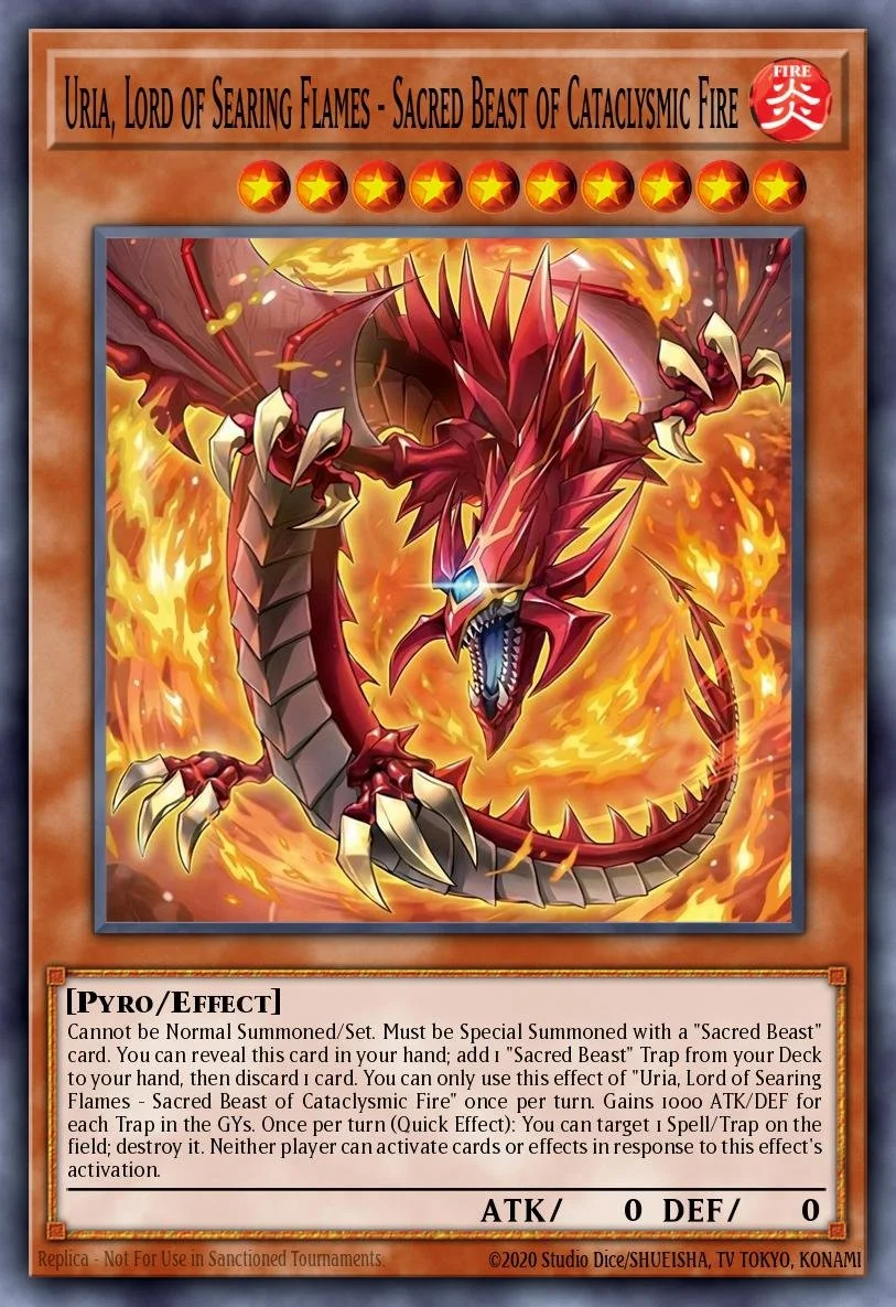 URIA, LORD OF SEARING FLAMES - SACRED BEAST OF CATACLYMSIC FIRE - CORI-EN005 - 1st Edition - SUPER RARE