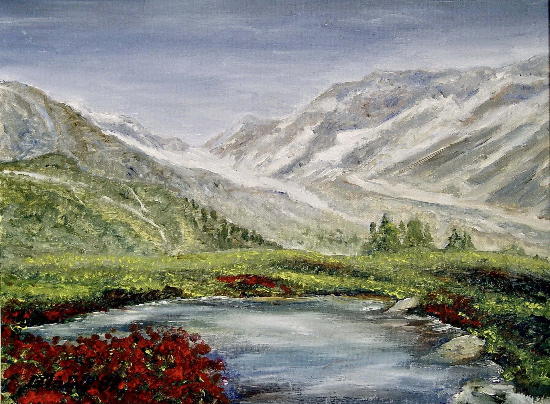 Lötschenlücke mit Gewässer im Vordergrund