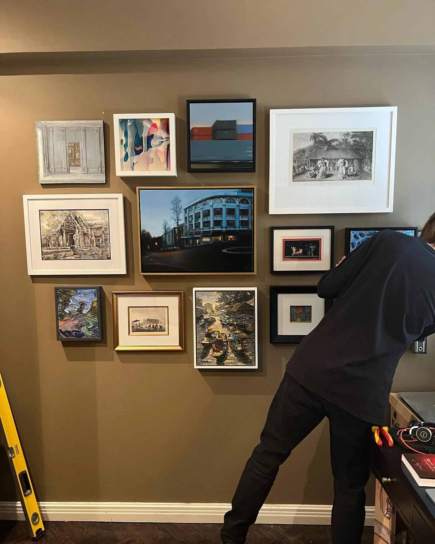 The Hangman team putting together another crazy wall!#artgallery #artoftheday #artwork #artcollector