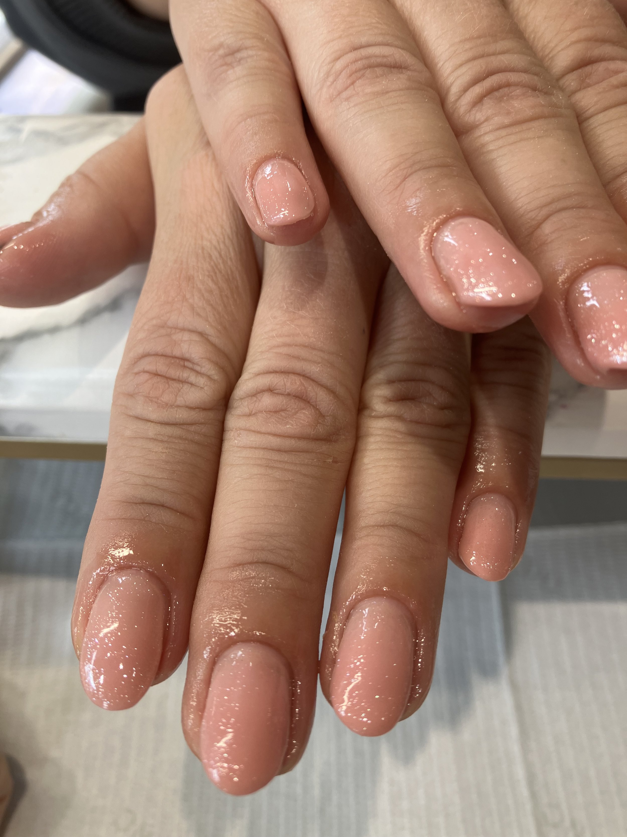 Teddy BIAB with Starlight top coat by TGB