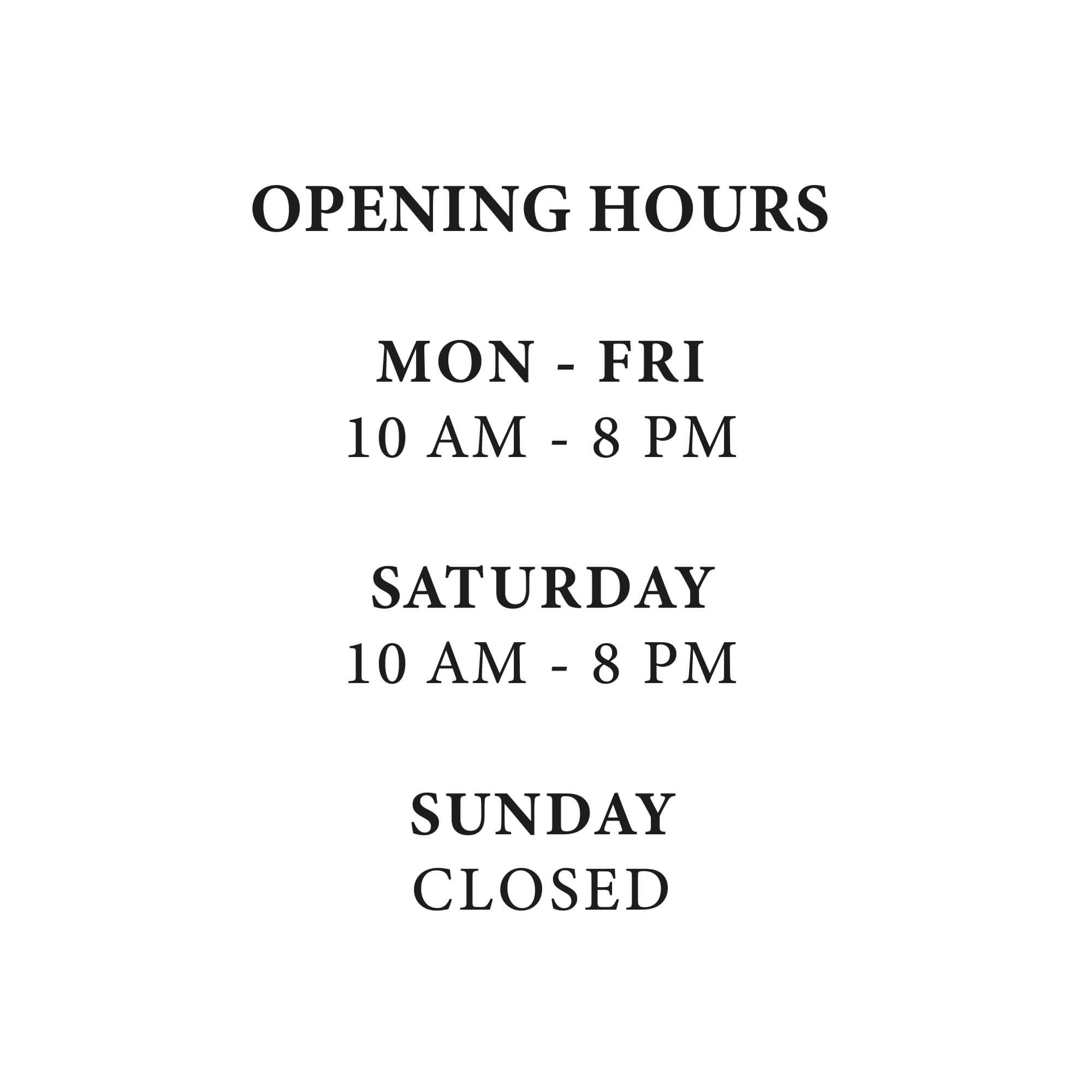 Opening times