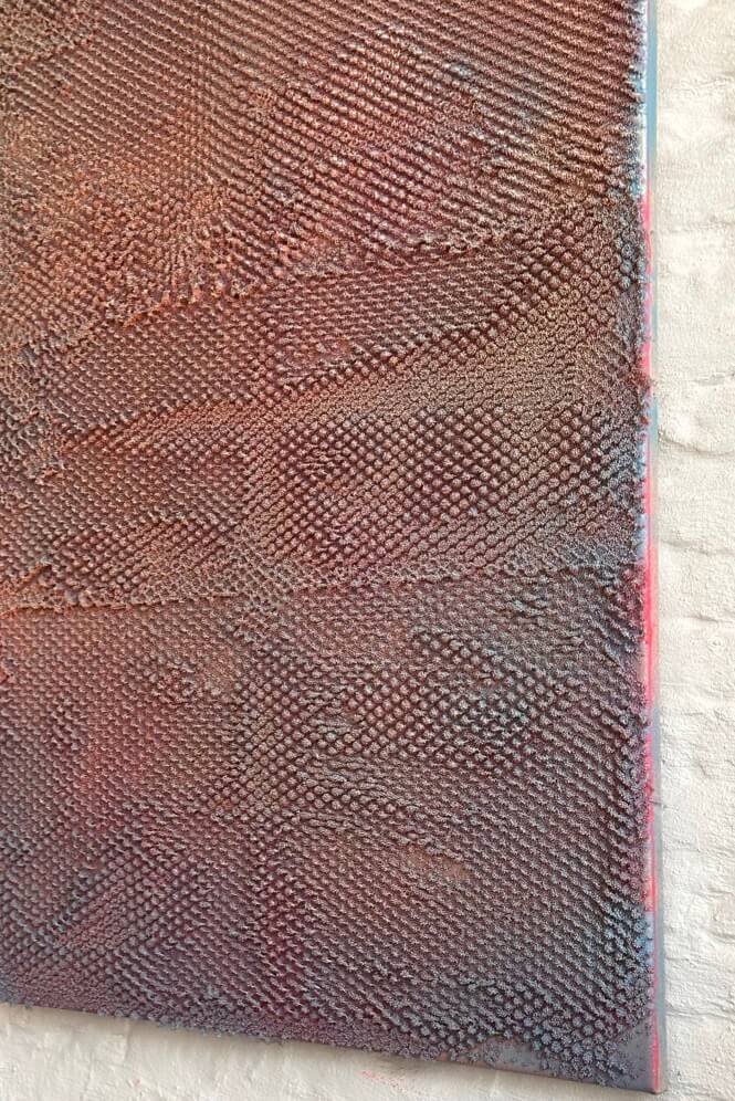 Henry Whysall, Chromatin 
with beads, k and silicone on linen, 100 x 70 x 3 cm, 2025 
