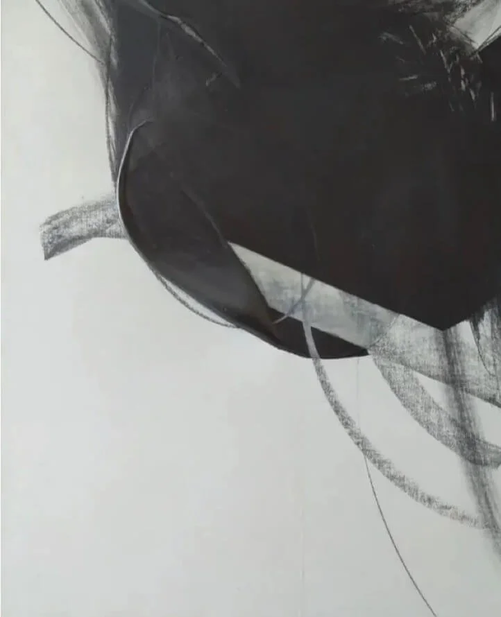 Takesada Matsutani, Stream 91-1-3 
vinyl adhesive, graphite, Japanese paper on canvas, 92 x 73 cm, 1991 
