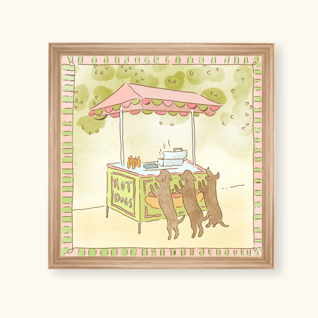 hot dogs handdrawn art print