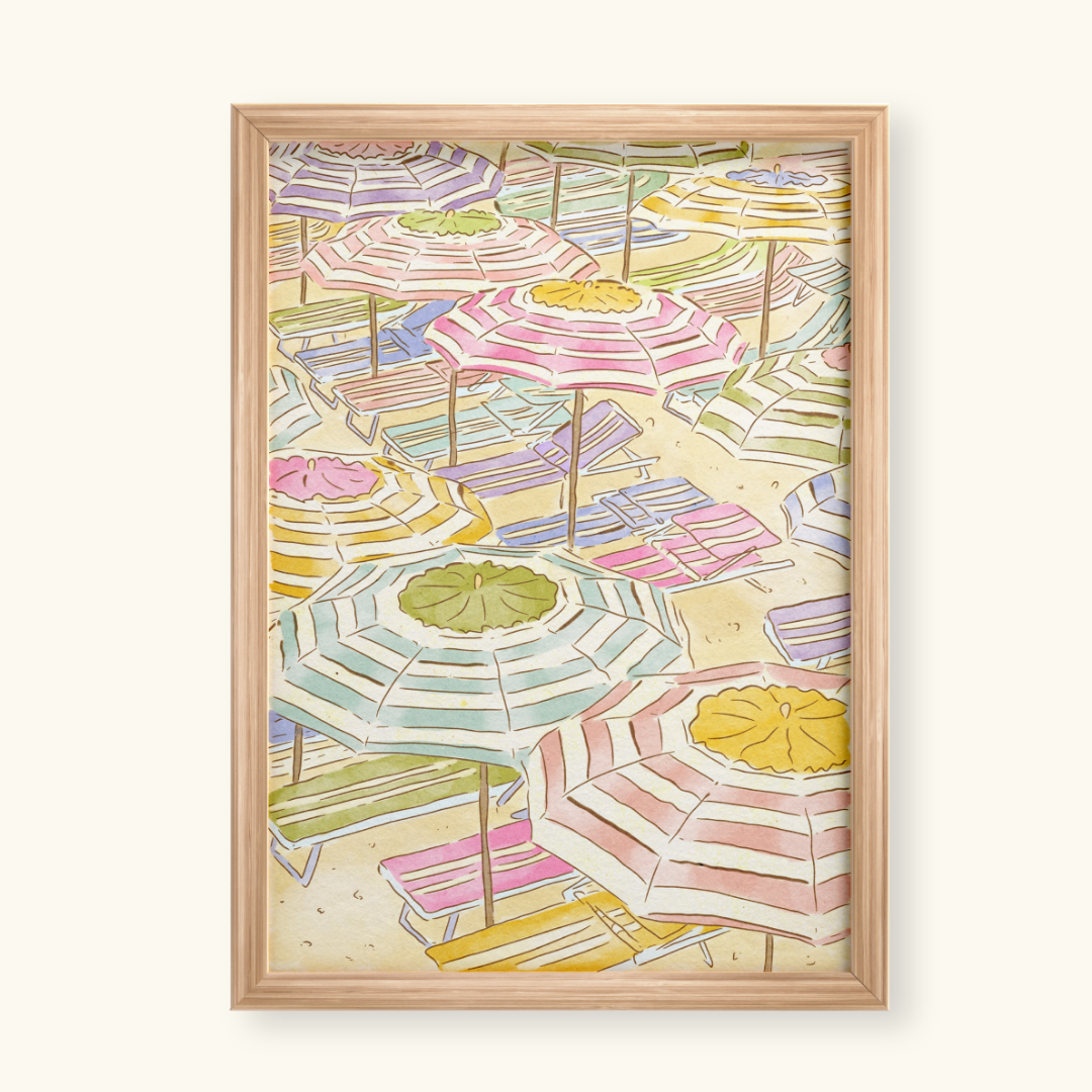 sun bathing handdrawn art print