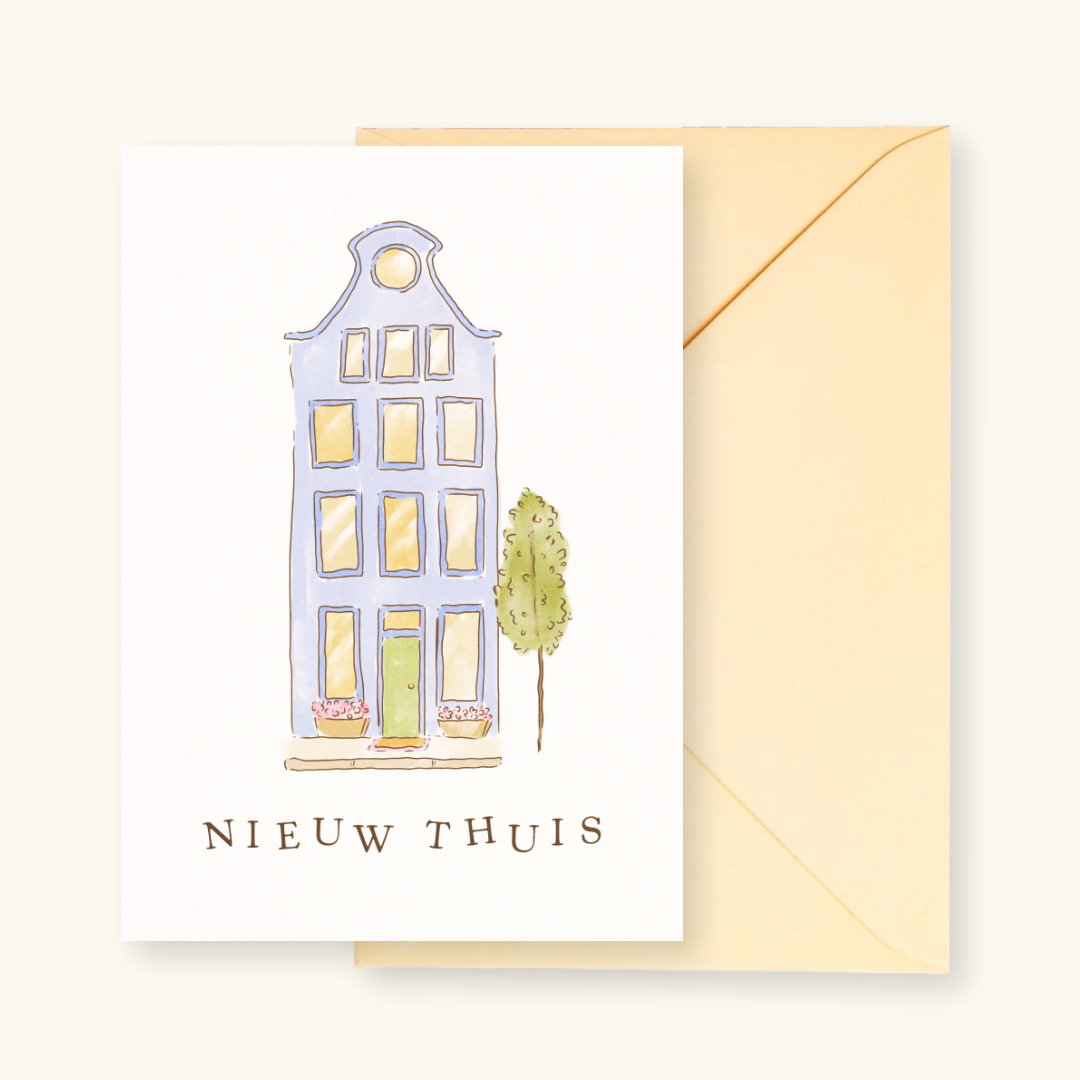 Wenskaart met envelop Nieuw Thuis