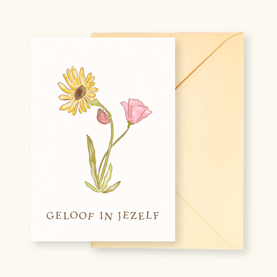 Wenskaart met envelop Geloof in Jezelf