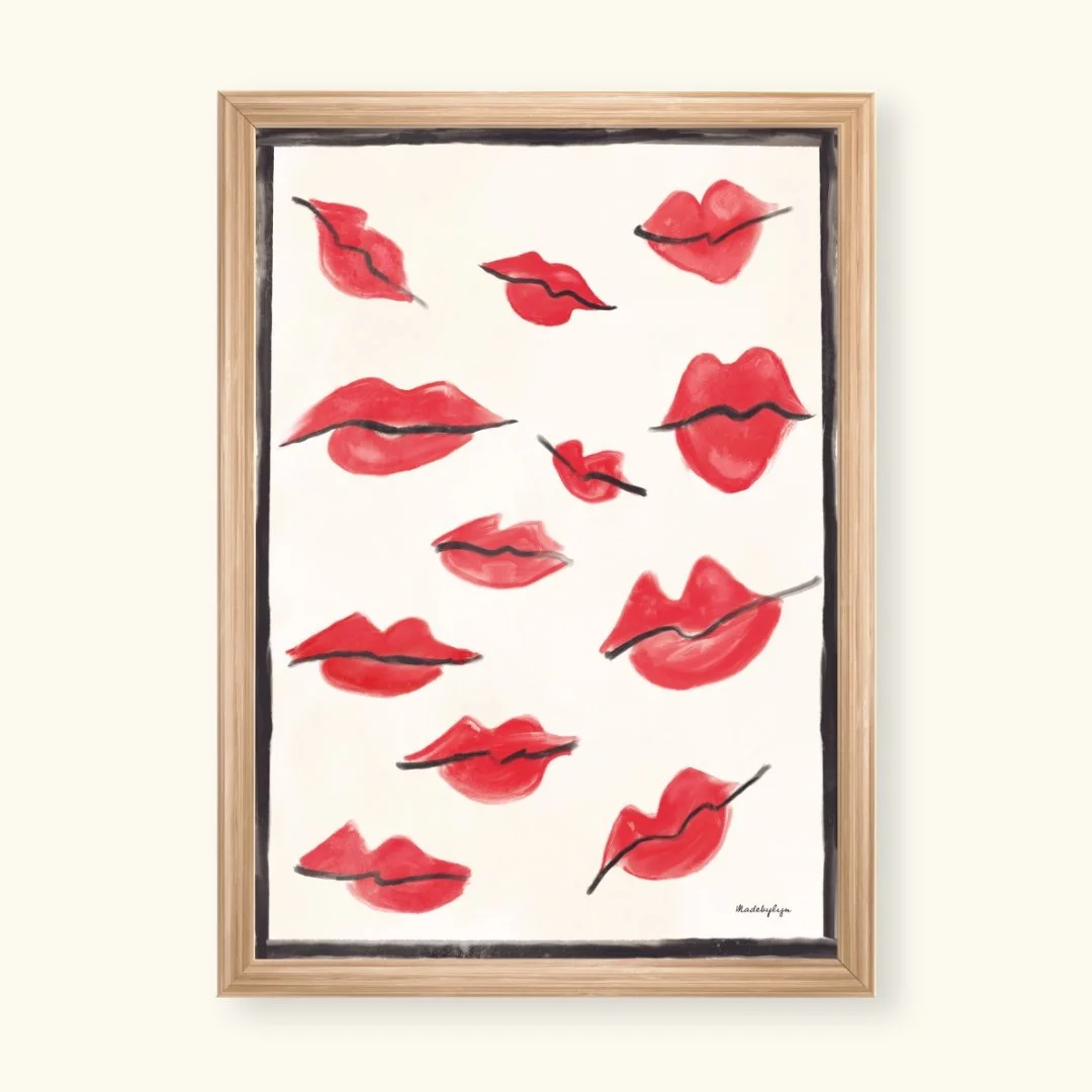 Kisses handdrawn print