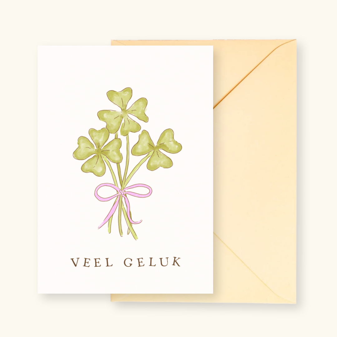 Wenskaart met envelop Veel Geluk