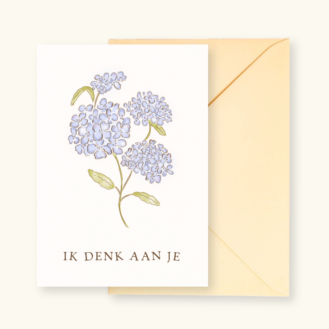 Wenskaart met envelop Ik denk aan Je