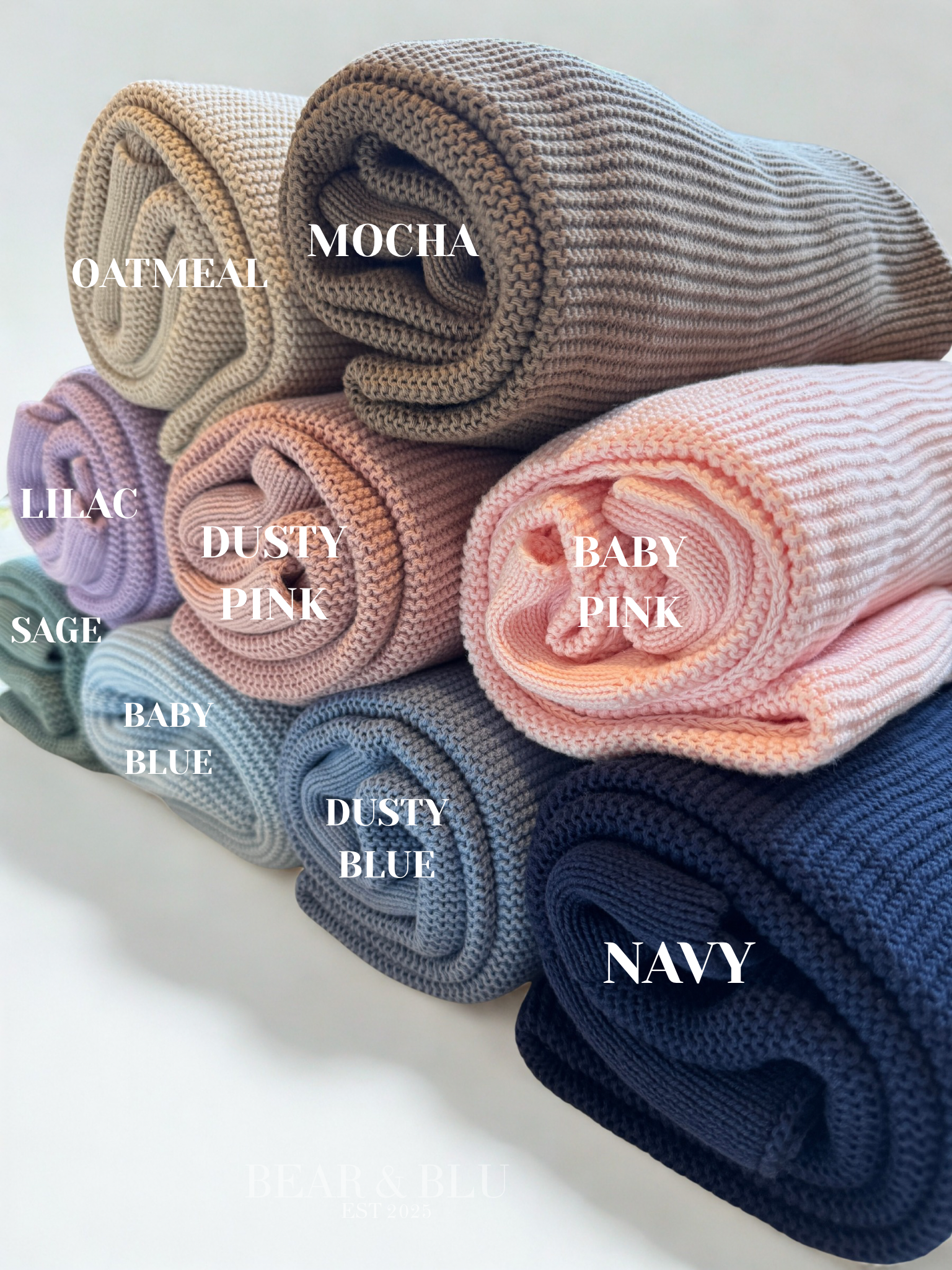 Personalised knitted cotton baby blankets