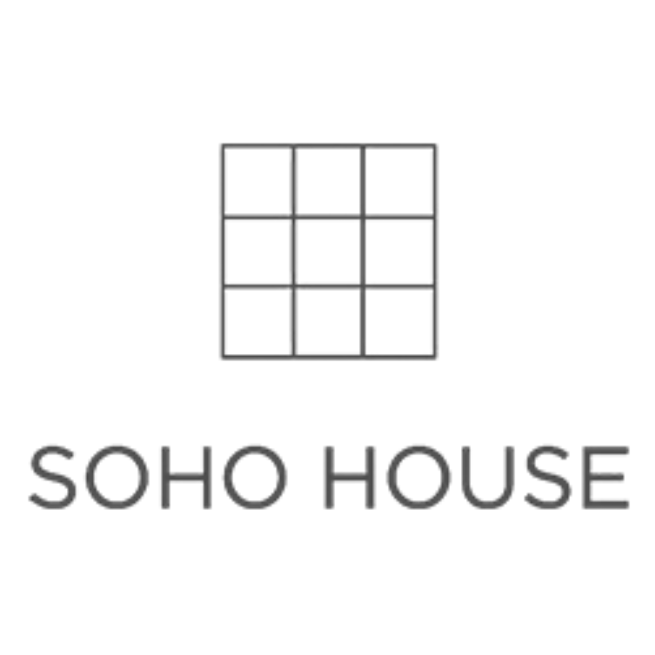 Logo of Soho House, featuring a black grid of nine squares above the words 'SOHO HOUSE' in black text.