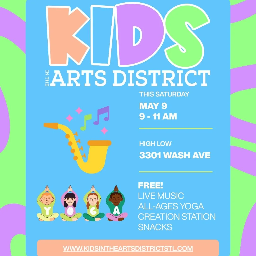 The second Saturday is right around the corner and that means it's almost time for Kids in the Arts District!

May's KITAD features music by The Brentwood Jazz Collective, movement and family-friendly yoga by @urbanharveststl, and more. 

Looking for