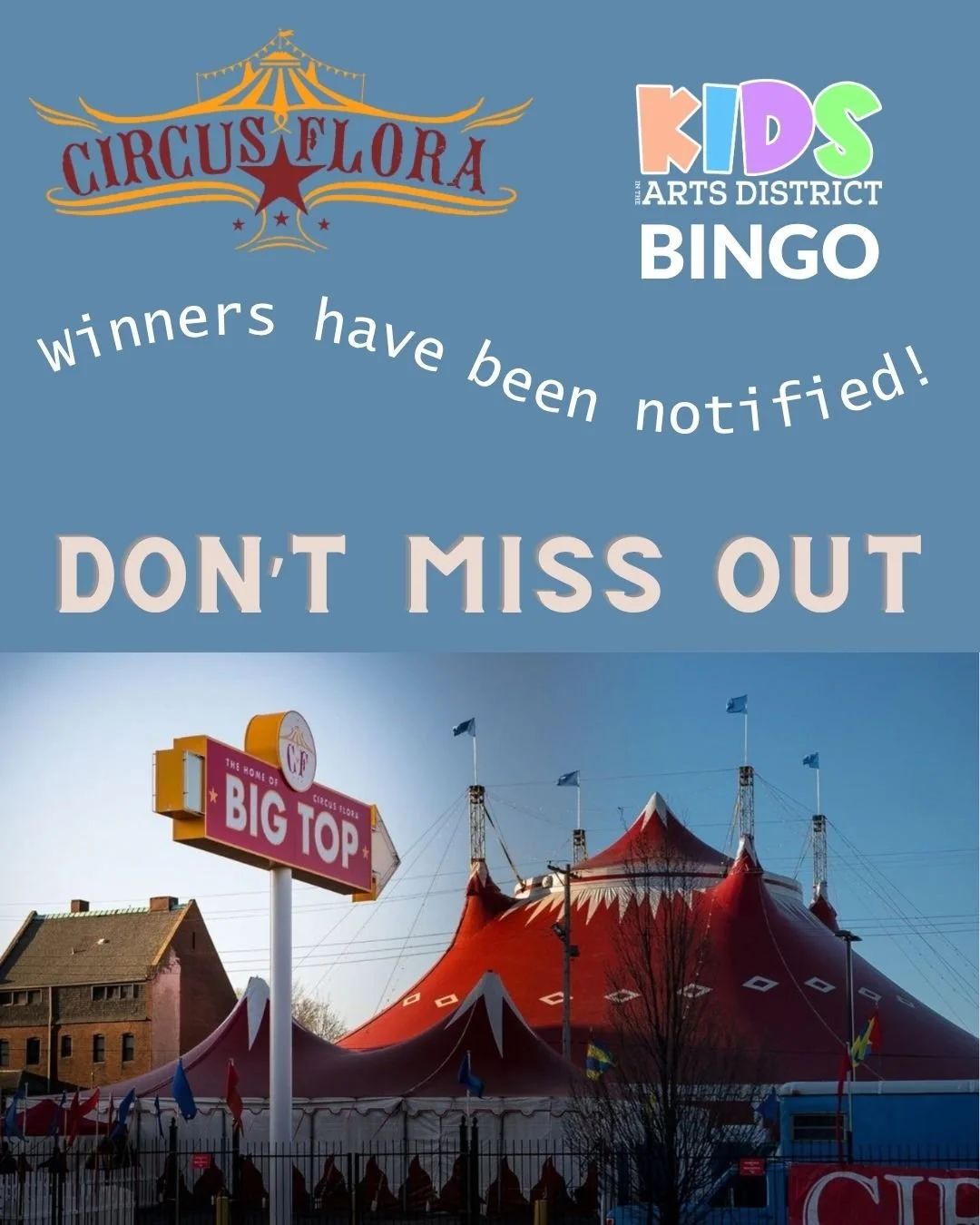 Congrats to the winners of the KITAD BINGO drawing who will receive 4 tickets to see "Flying High" by @circusflora where an ordinary high school transforms into an extraordinary academy of wonder!

You can join in the fun! Attend on June 13
