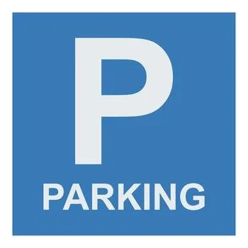 blue parking lot sign