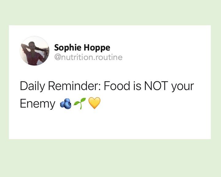 Hey ihr Lieben,⠀⠀⠀⠀⠀⠀⠀⠀⠀
hier eine kleine Erinnerung zu beginn der Woche. 💭⠀⠀⠀⠀⠀⠀⠀⠀⠀
⠀⠀⠀⠀⠀⠀⠀⠀⠀
Essen ist NICHT dein Feind. Jeder von uns muss fr&uuml;her oder sp&auml;ter etwas essen.🙃 ⠀⠀⠀⠀⠀⠀⠀⠀⠀
Sieh es als etwas, womit du dir und deinem K&ouml;rpe