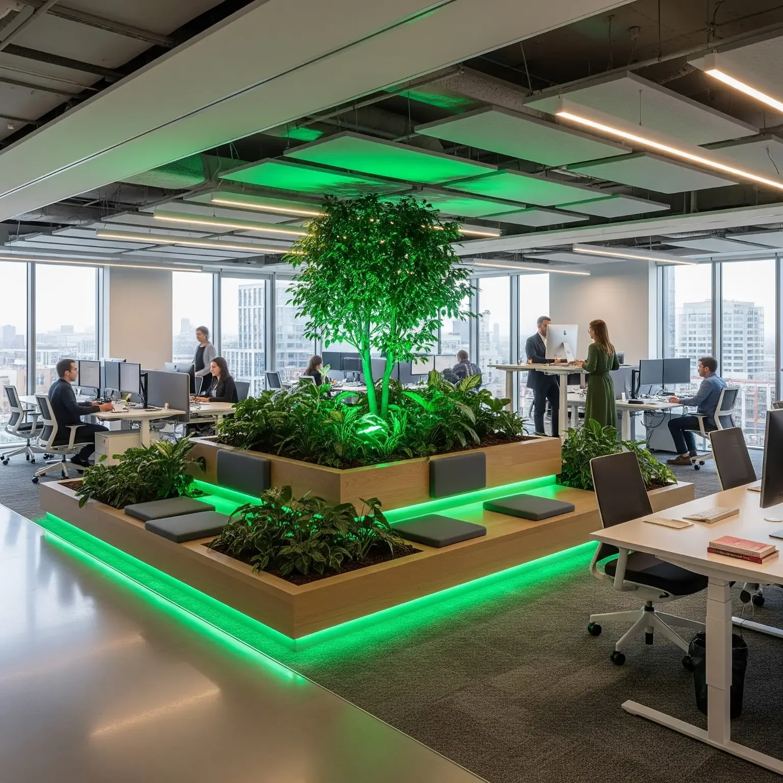 Espacio biofília luz verde.webp