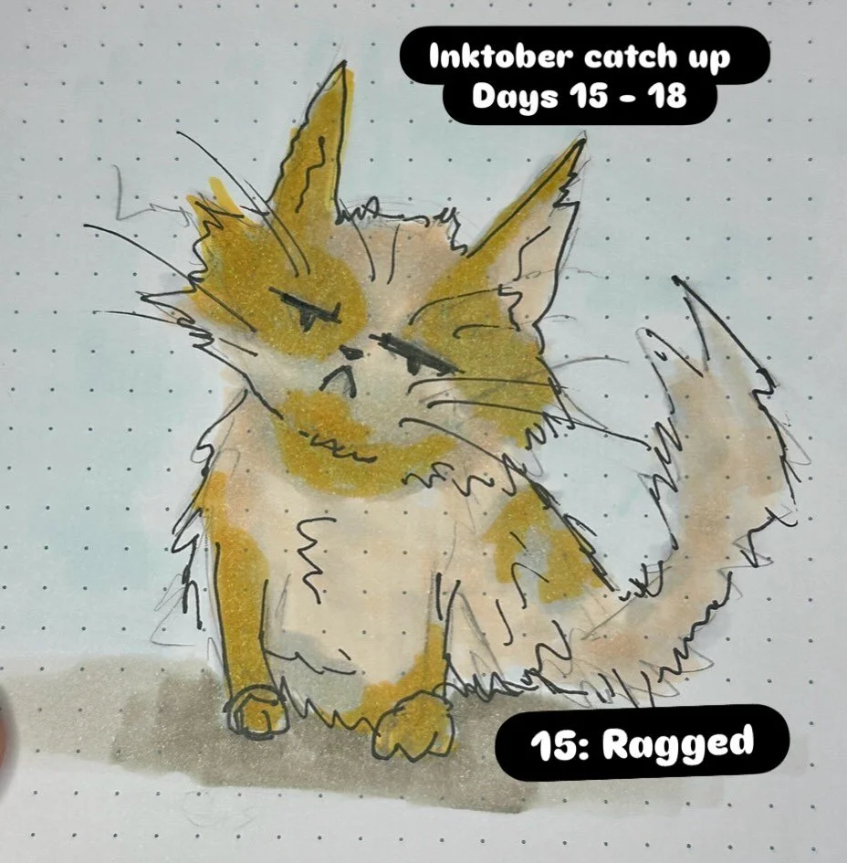 Caught up on Inktober now! 💜 #inktober #inktober2025 #catchup #artchallenge #sketchbook