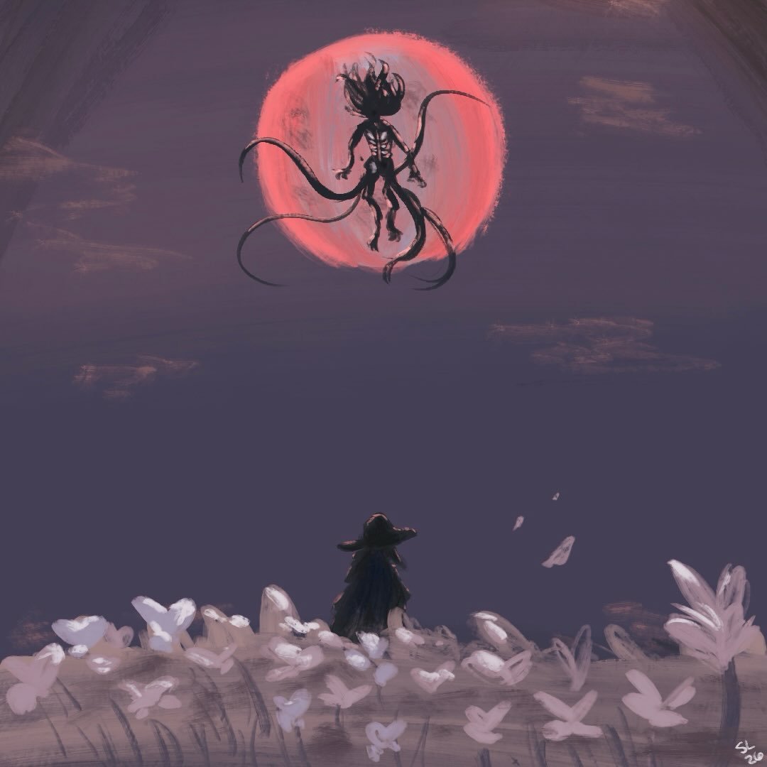 Haven&rsquo;t felt like drawing but idk I just went in and painted this. Peacefield always makes me think of the Moon Presence! #bloodborne #art #digitalart #procreate