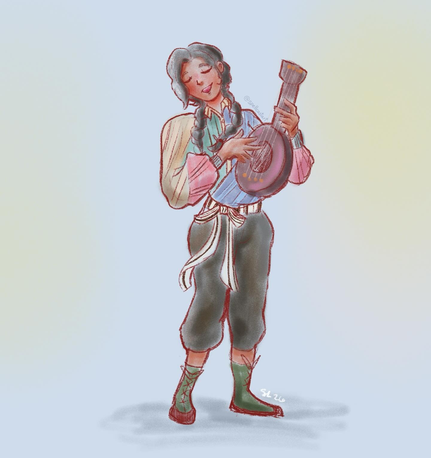 Bard lady 🎶 #procreateart #digitalart #characterart #bard