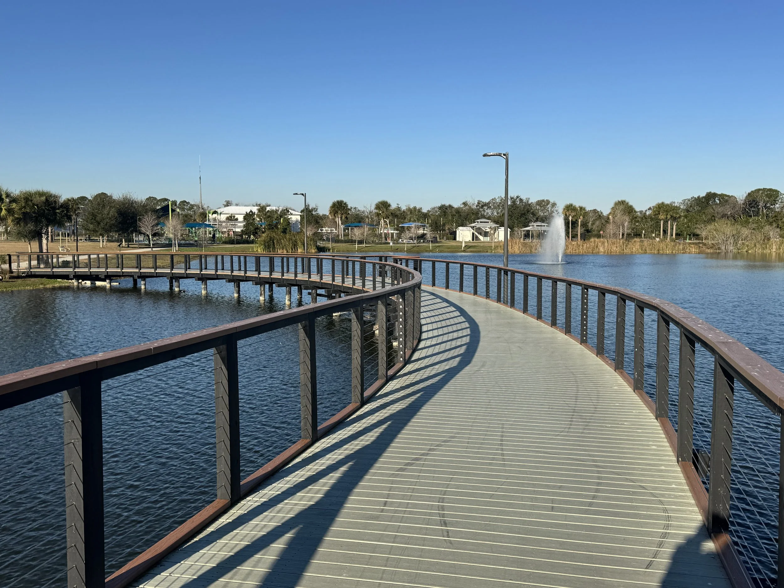 pedestrian bridge spanning a small water way