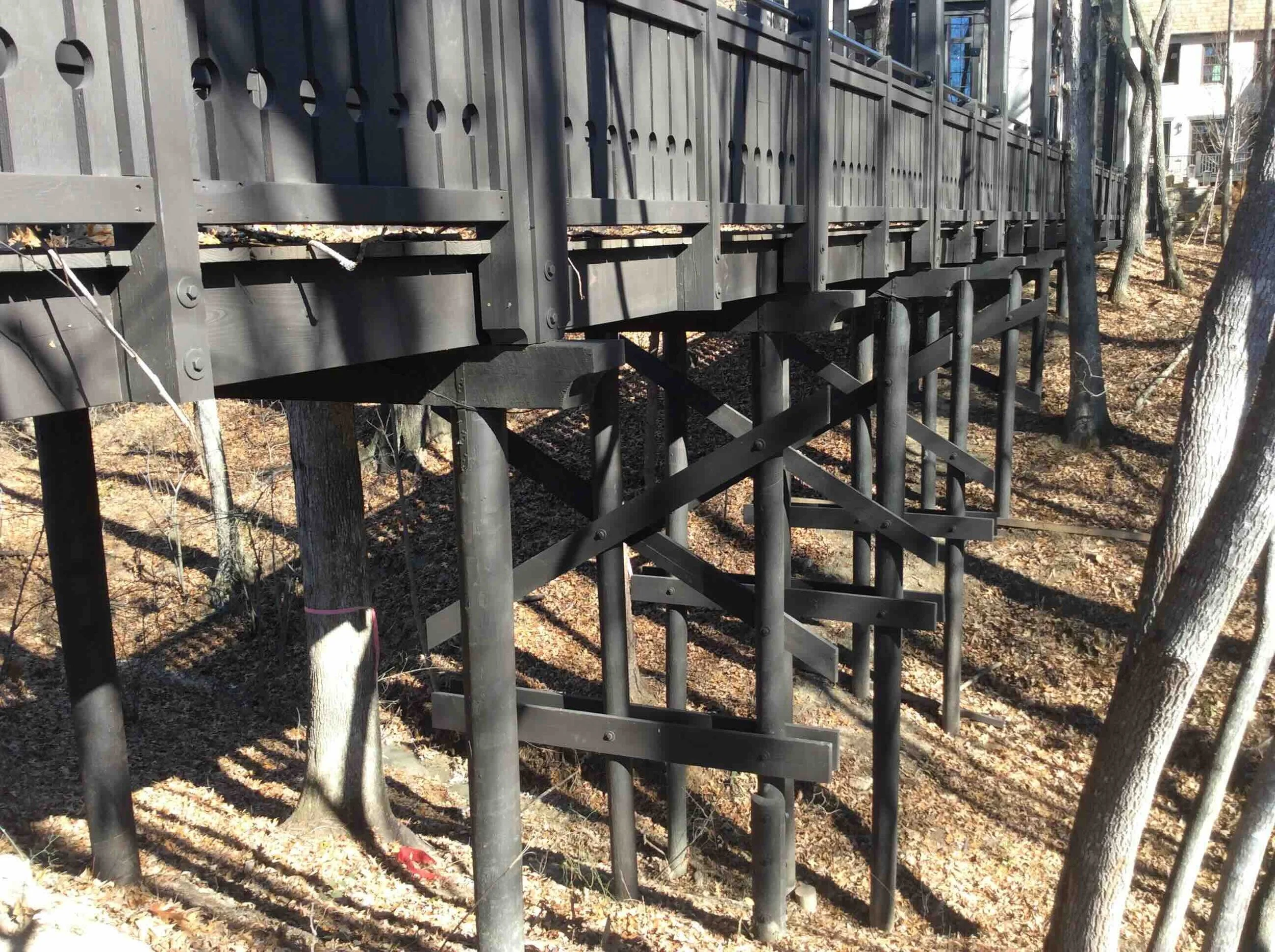 wooden pedestrian bridge, timber bridge construction