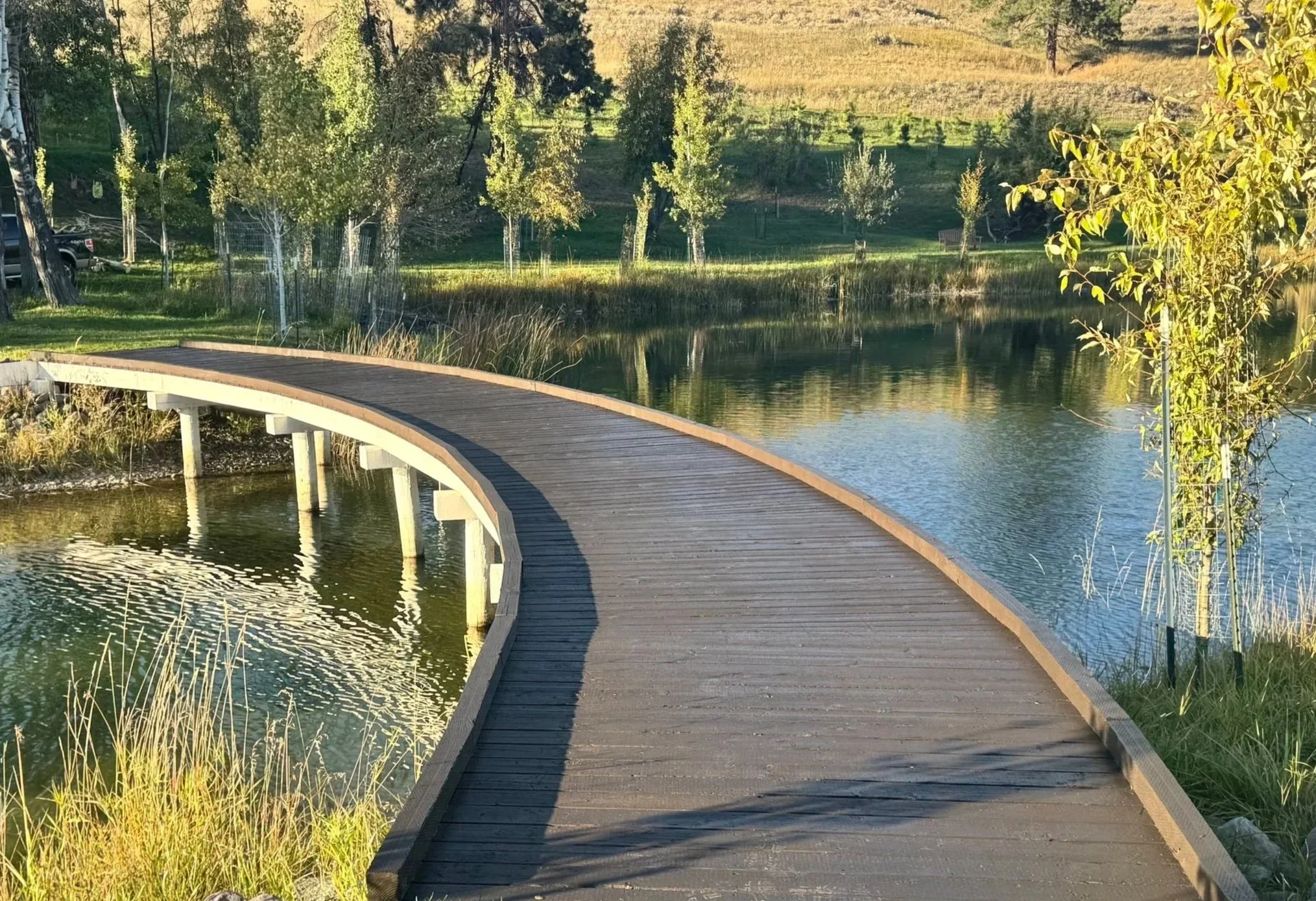 golfcart timber bridge over course water way