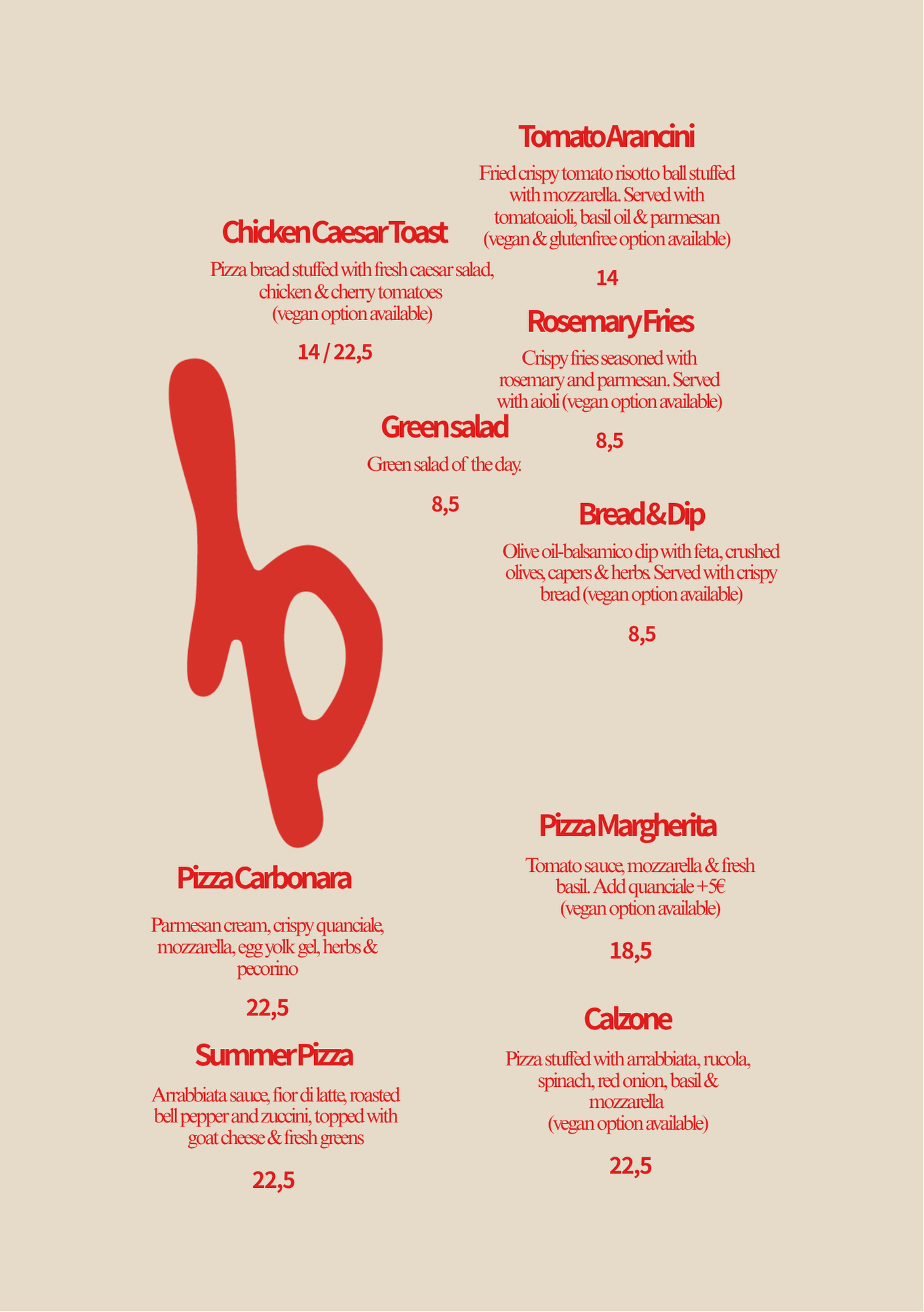 Ravintolan menu kesä '26