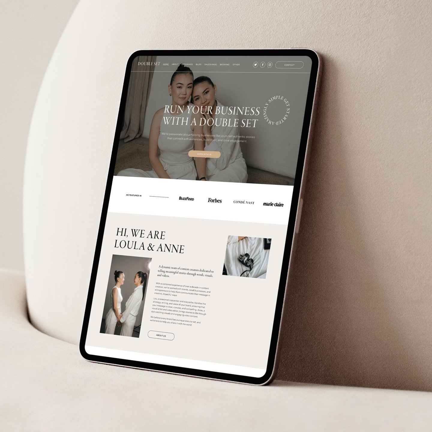 Finally, the DOUBLE SET Squarespace template is here! 🎉

If you&rsquo;ve been looking for a way to launch your business website quickly without sacrificing style, this is it. Our newest template combines a feminine, modern minimalistic layout with a