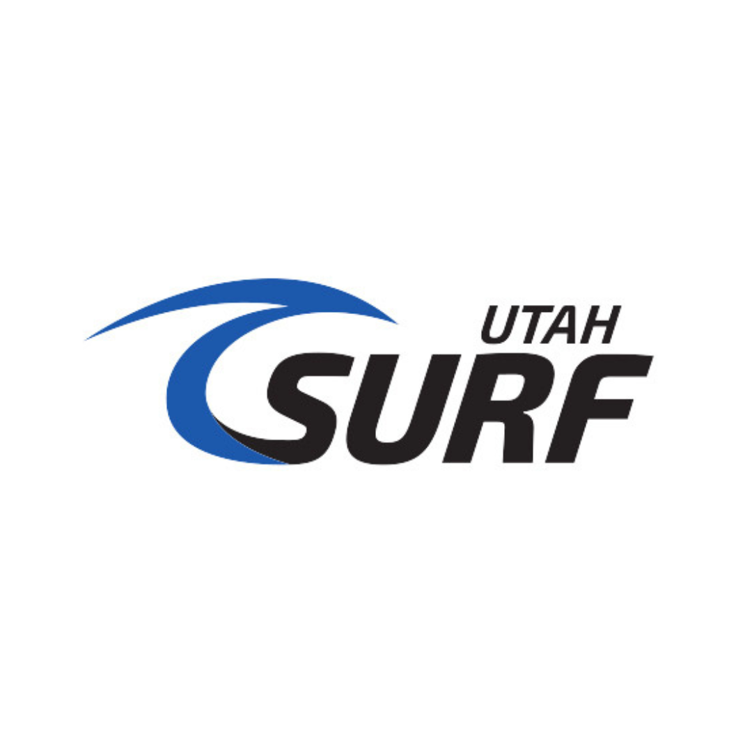 Utah Surf logo with a blue stylized wave and black text