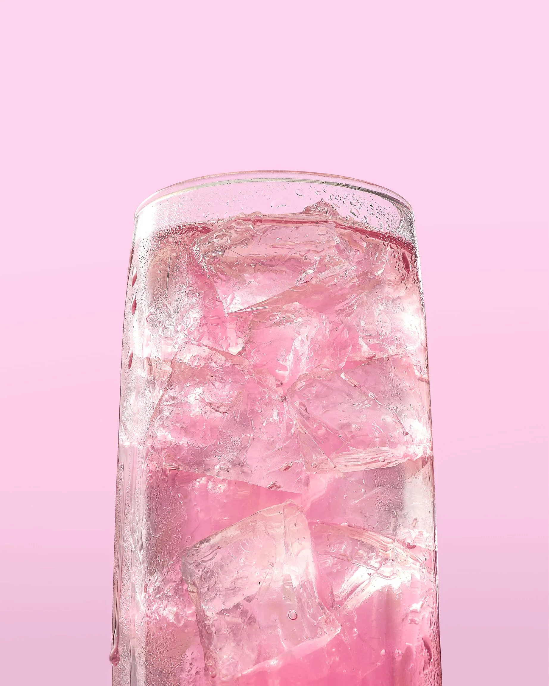 Iced raspberry drink styled for TRIP advertising photography