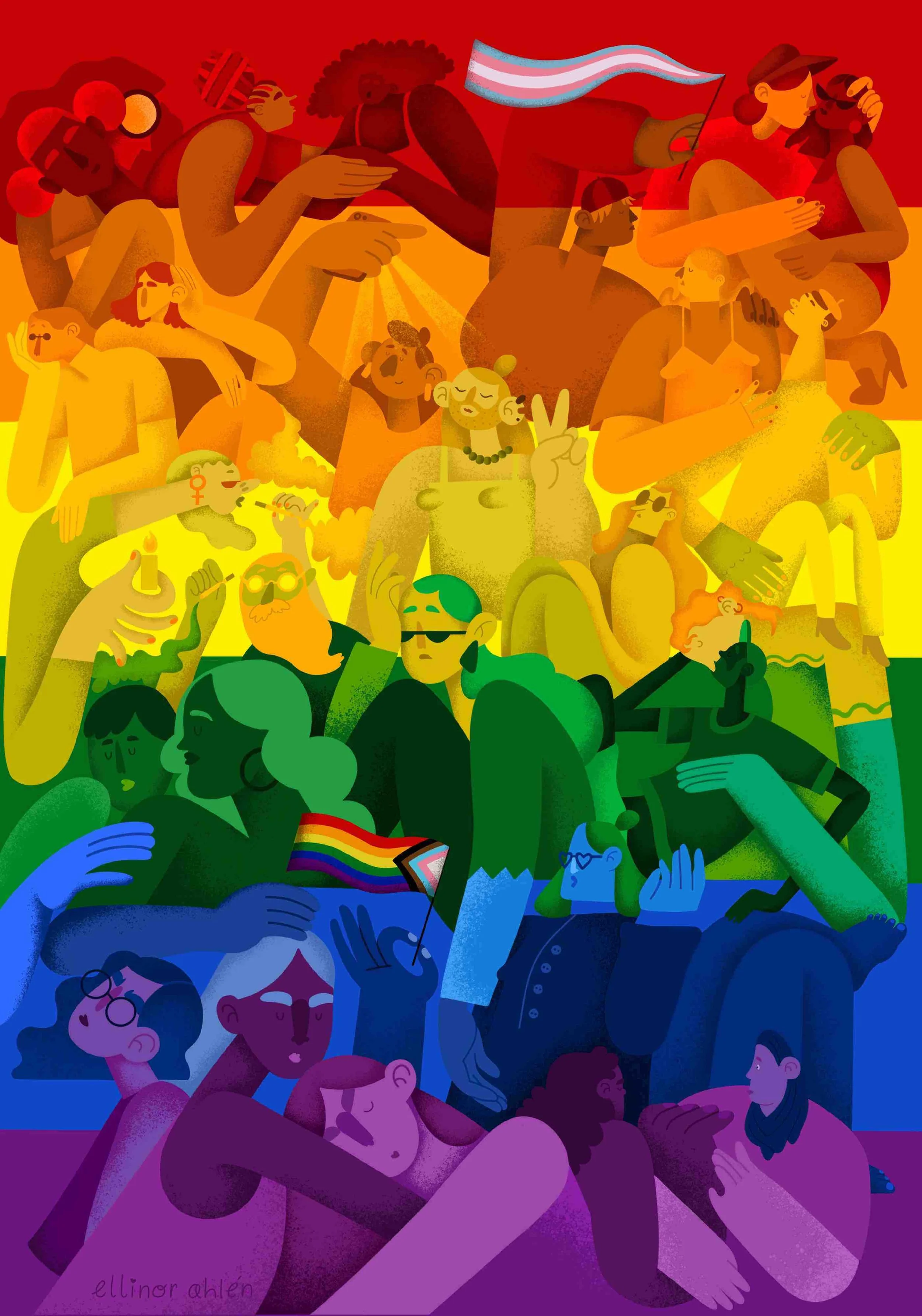 Illustrerad Pride Flagga