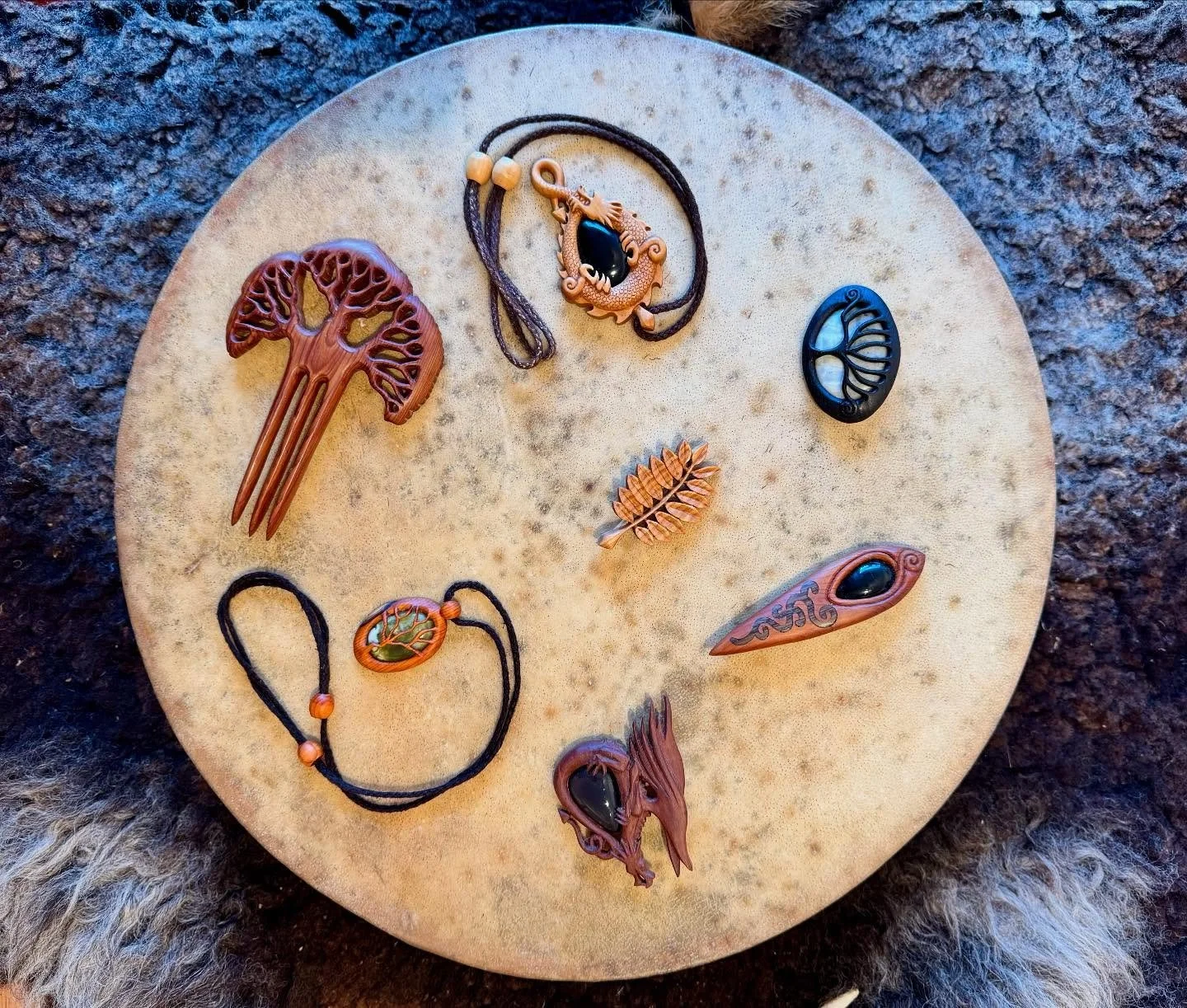 Stunning wooden jewelry by Geoff King, a highlands artist working in bog oak, sustainable and rescued wood. To see and feel is to believe.