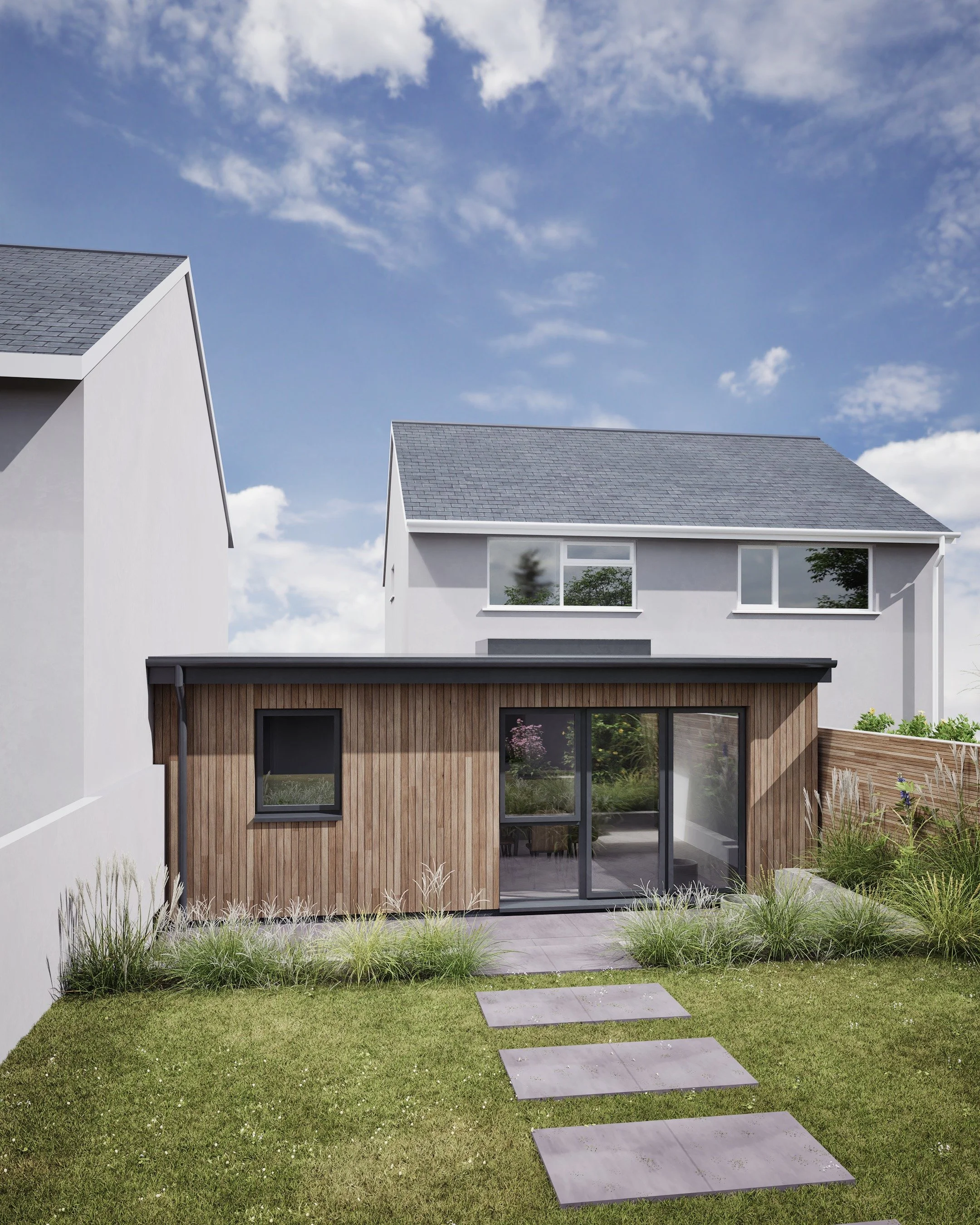 Planning approval secured for the extension and garage conversion of a family home in Falmouth.

Designed for a growing family, the proposals will transform the existing property with carefully considered additions. The scheme includes a new extensio