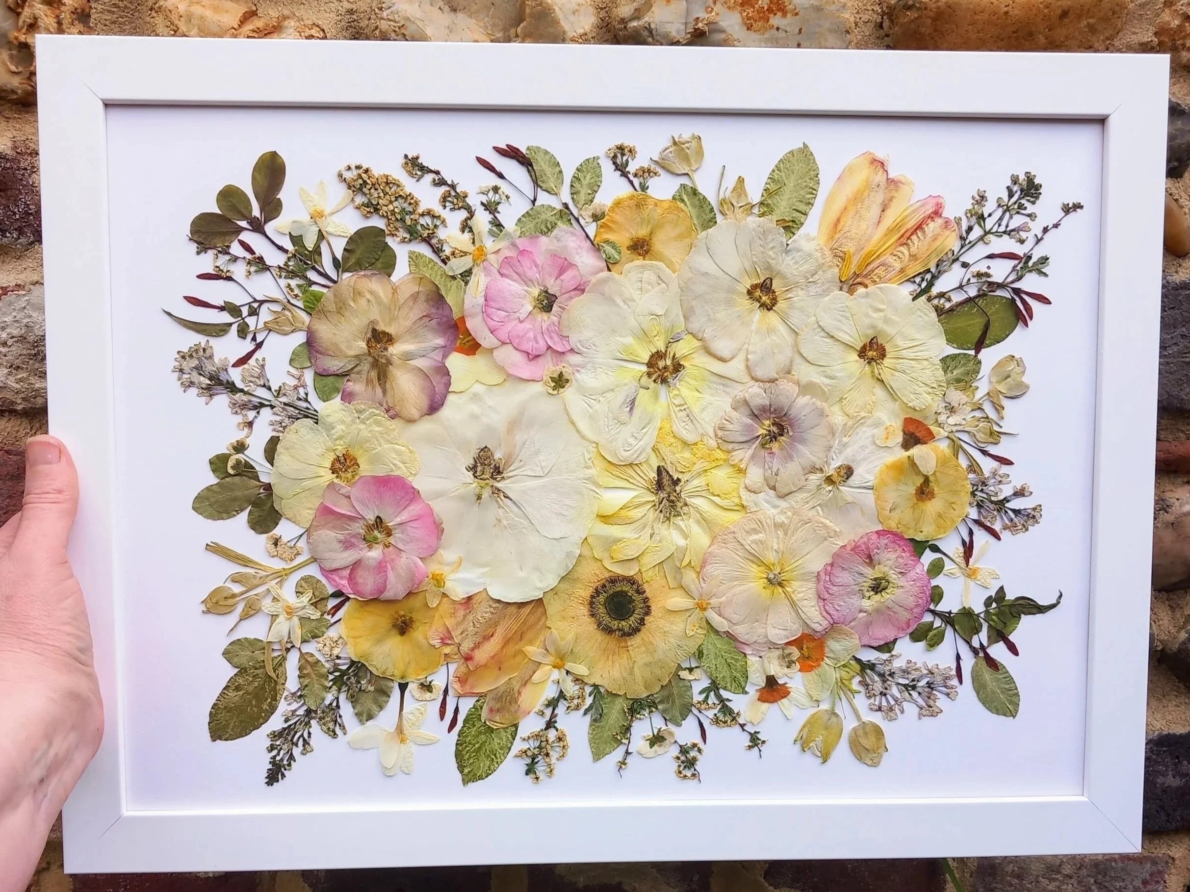 Pressed wedding bouquet in bouquet style