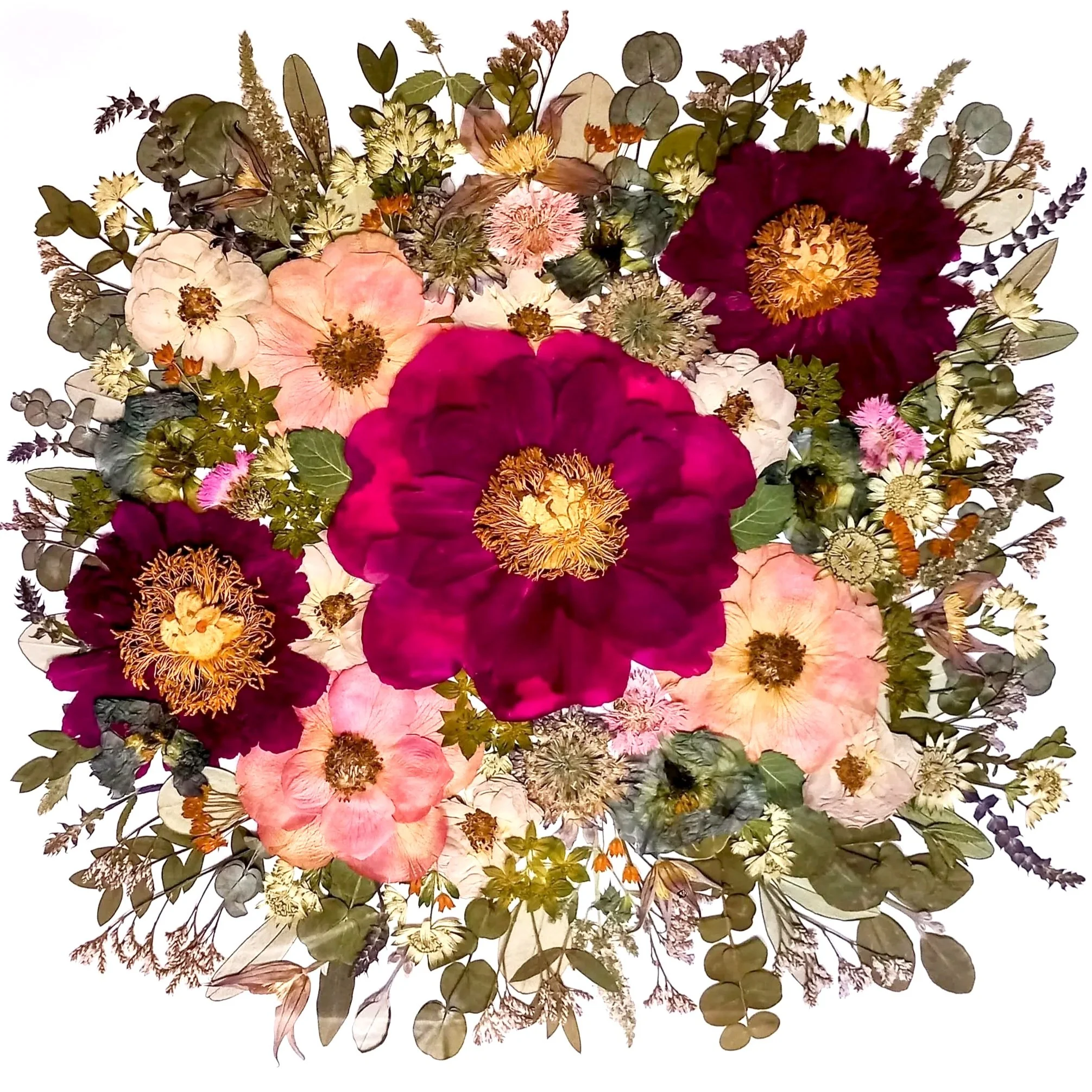 Your bouquet transformed into pressed flower art