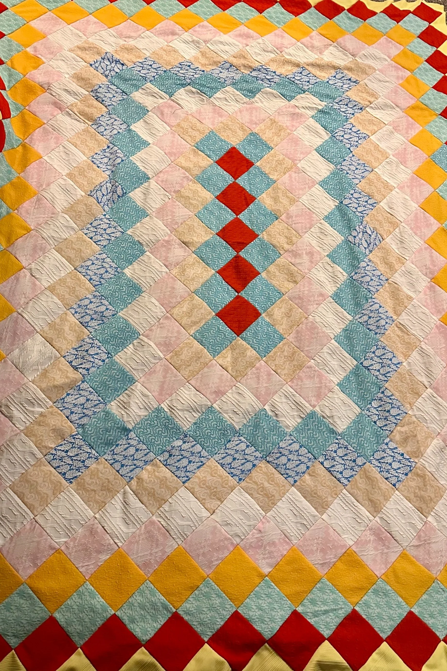 Quilt finishing of heirloom patchwork quilt