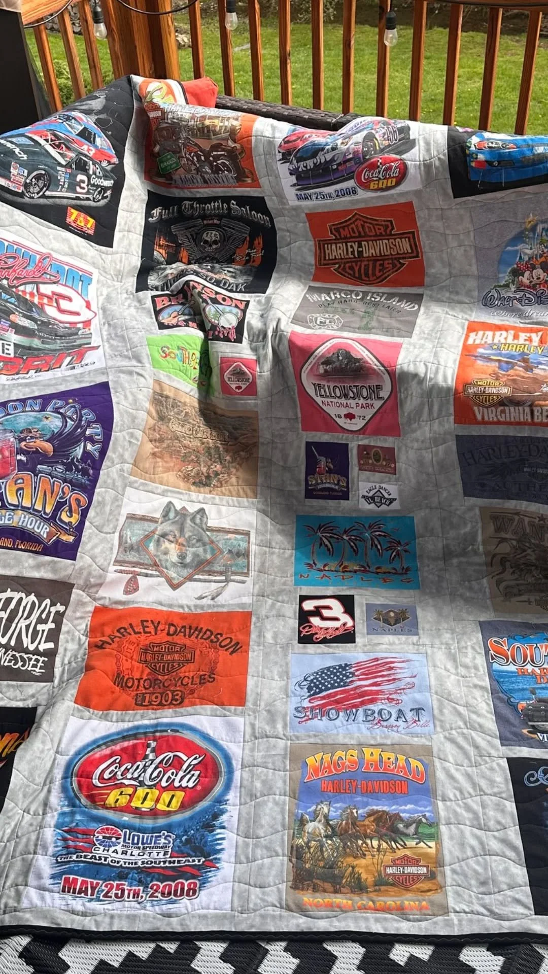 Memory quilt made from treasured t-shirts