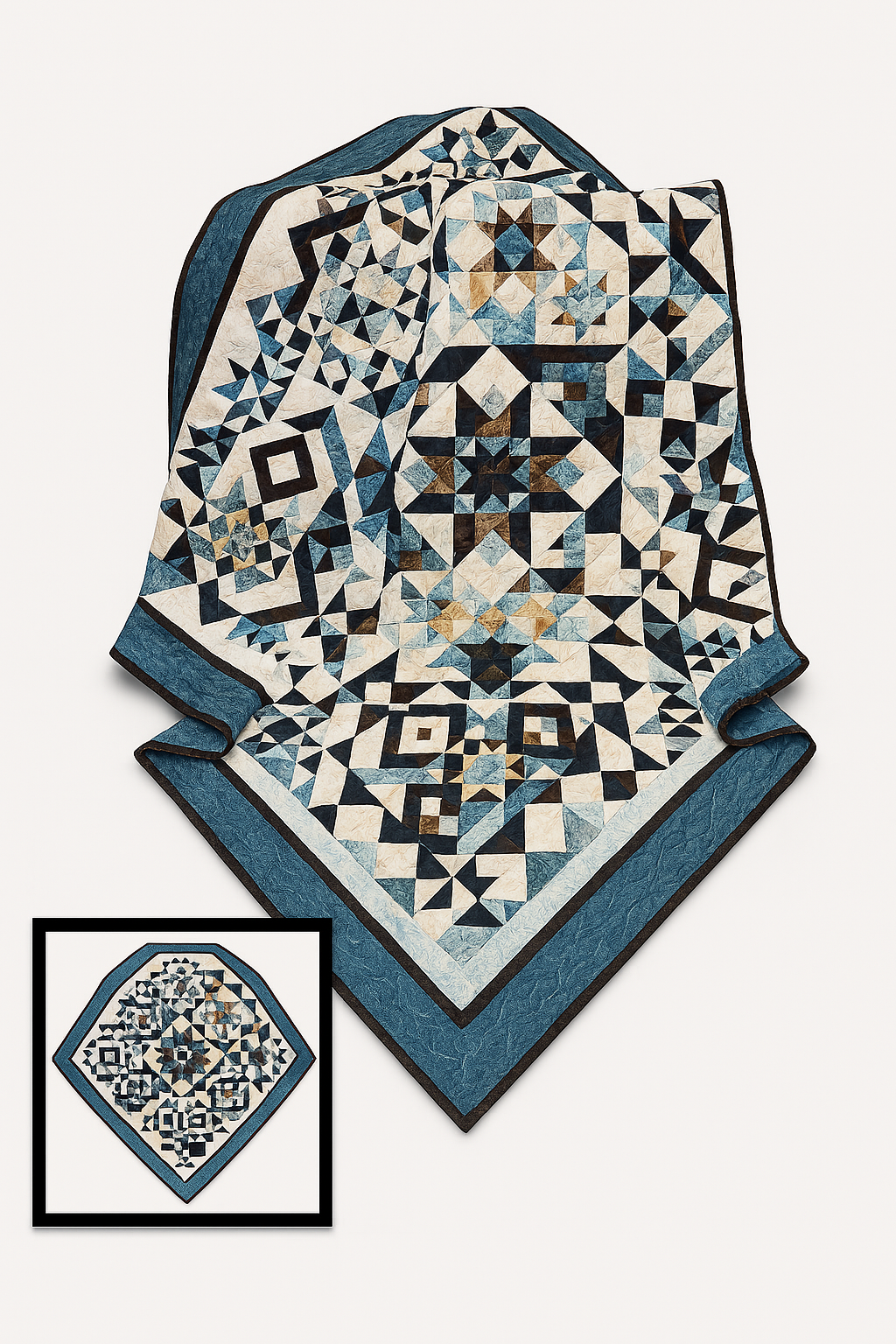 Beach Camping,” a radiant quilt crafted by the Hocking Valley Quilt Guild, shines with seaside serenity. To elevate its coastal character, I applied a professional edge-to-edge quilting design inspired by seashells—carefully chosen to echo the natura