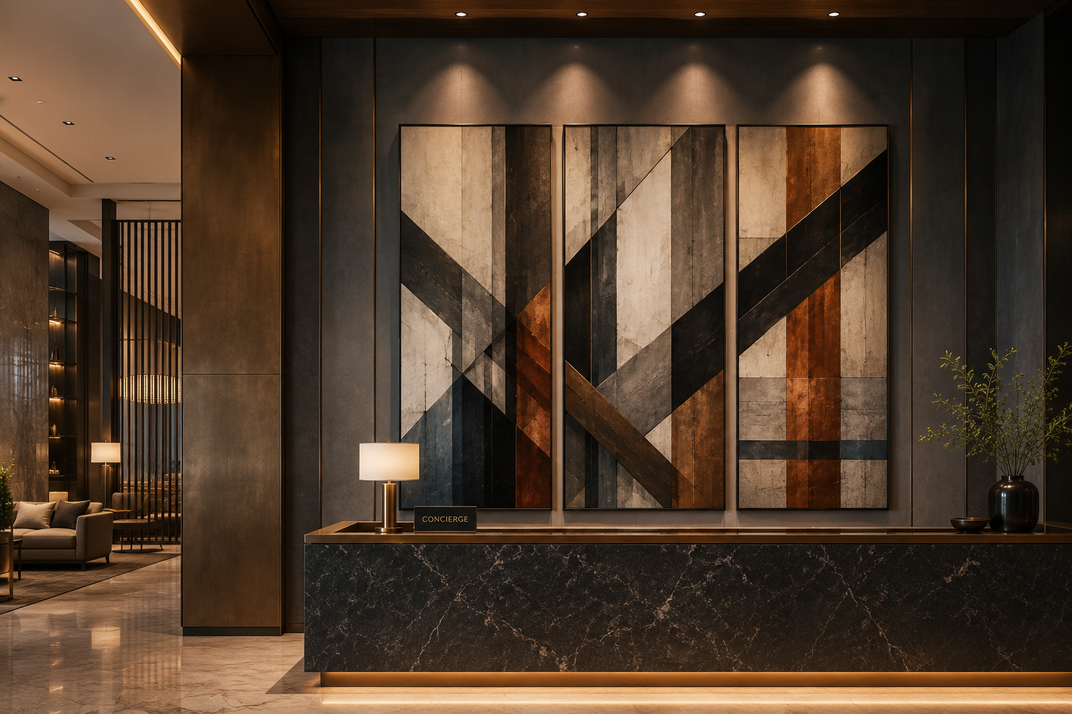Abstract textural artwork with layered steel-gray forms and restrained tonal contrast.