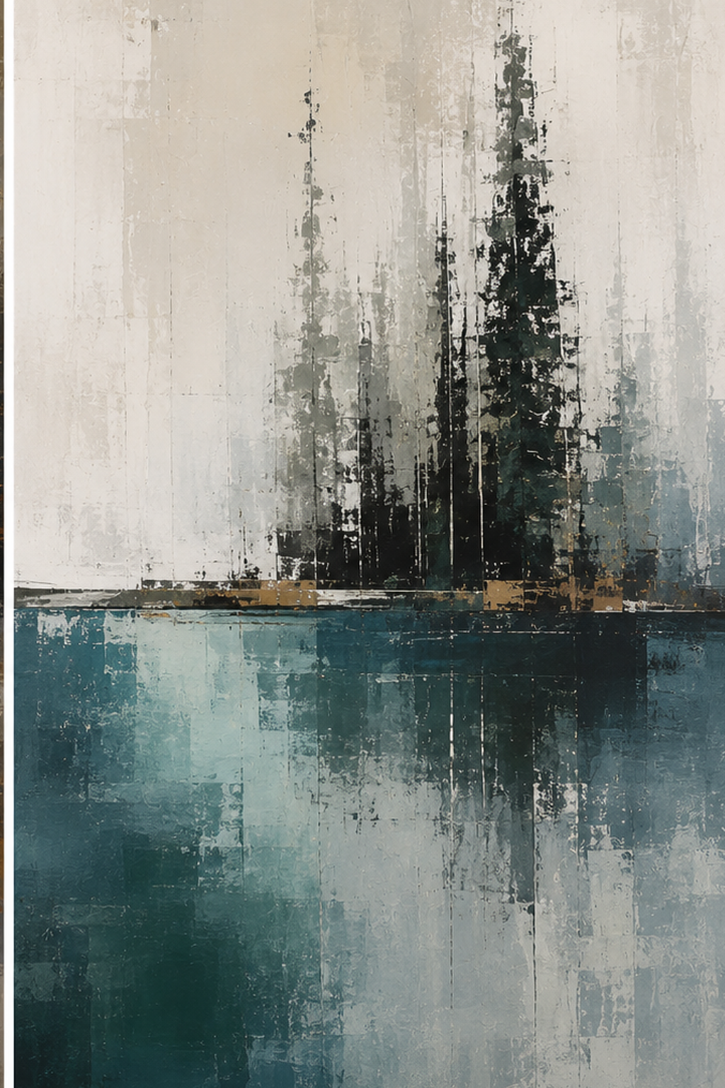 Forest-inspired abstract study in deep greens, earth tones, and layered organic forms.