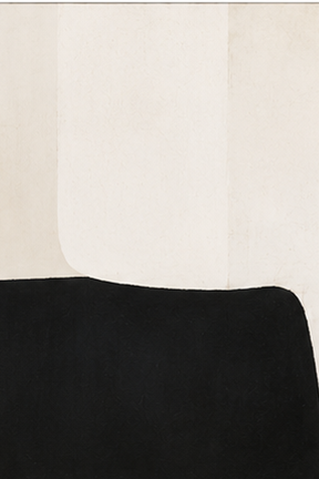 Minimal abstract composition in soft cream, charcoal, and sand with balanced vertical forms.