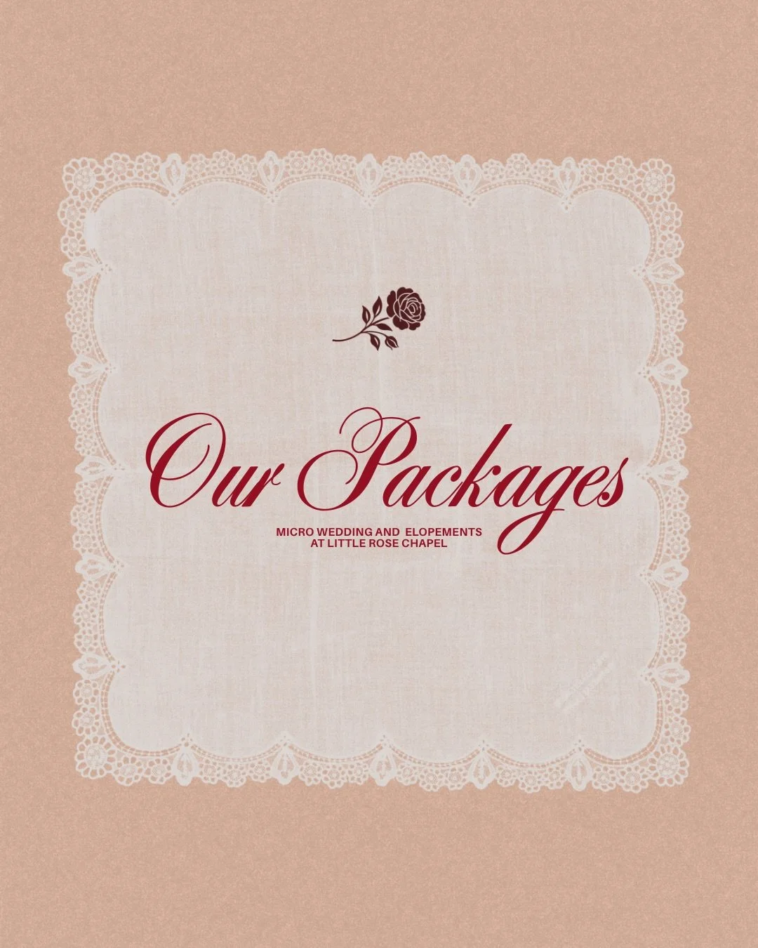 Our pre-set packages at Little Rose Chapel 💌 

From intimate ceremonies just for two to a full chapel celebration with 22 of your closest people.

Each package includes a ceremony, officiant and more.  Additional enhancements are available if you&rs