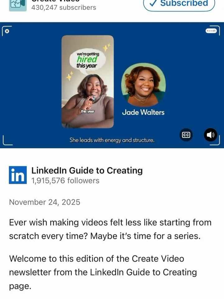 @linkedin says I have standout content!!!! 🥹 

Huge thank you to the team at LinkedIn Guide to Creating for featuring my Operation: New Job 2025 series, where I document my journey to landing a new role while answering FAQs about how you can too 

T