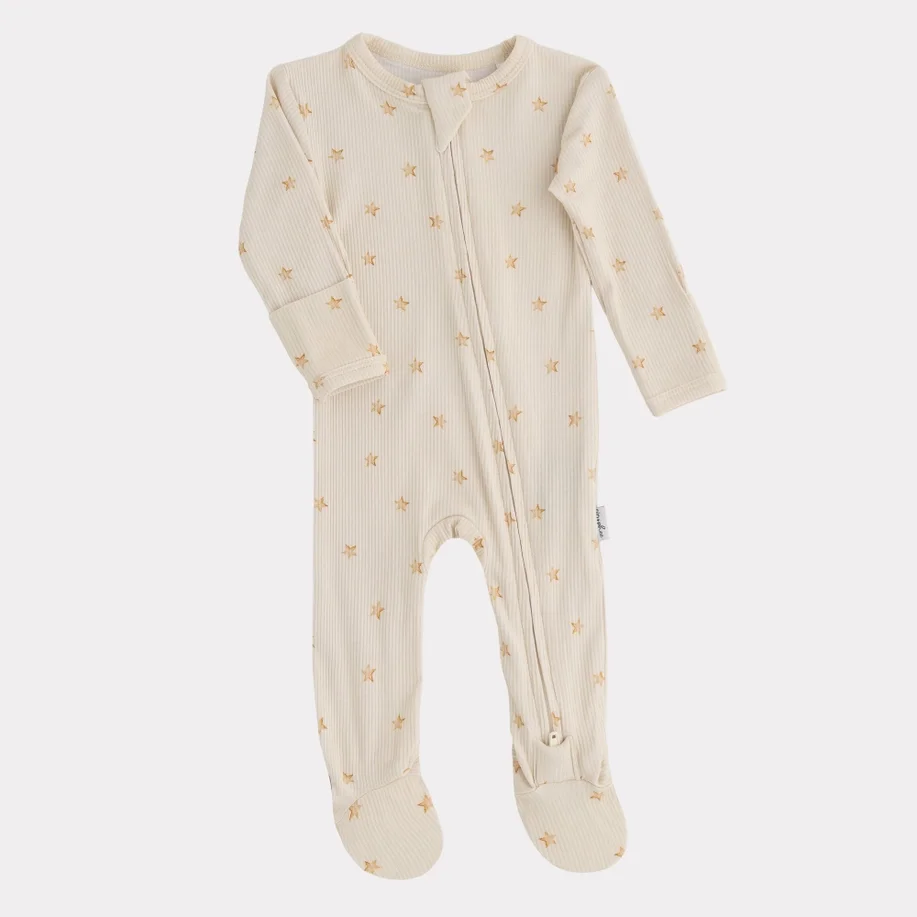 Pip + Phee Footed Ribbed Bamboo Sleeper - Stars