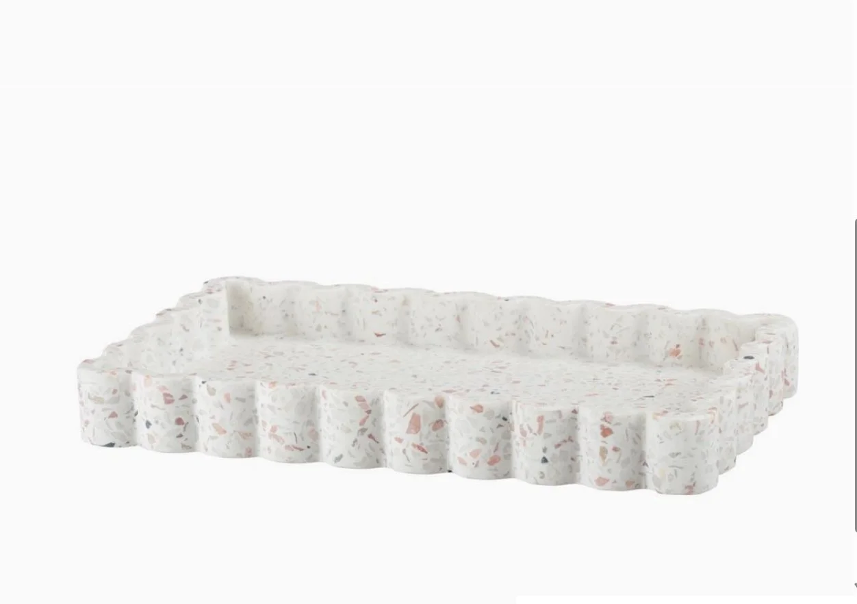 Terrazo Scallop Tray - Speckled